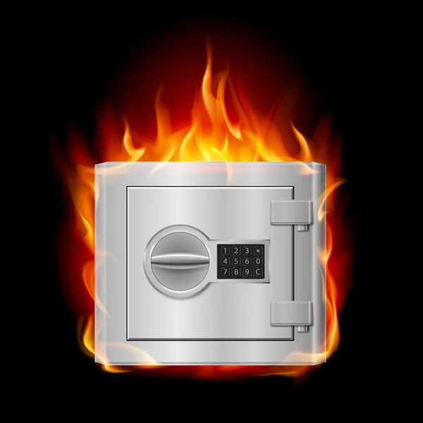 Vector burning steel safe — Stock Vector