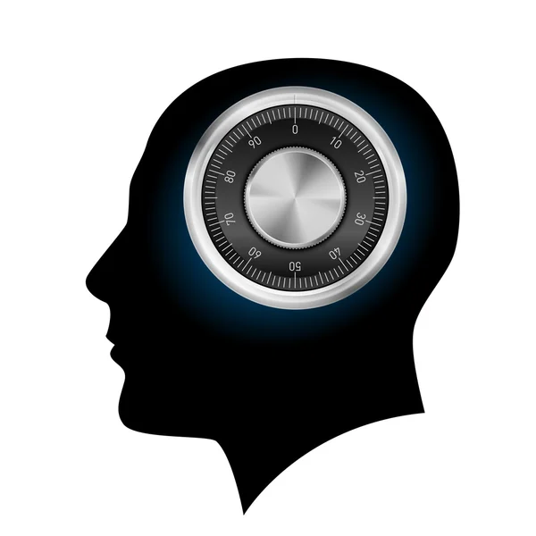 Human head with a combination lock — Stock Vector