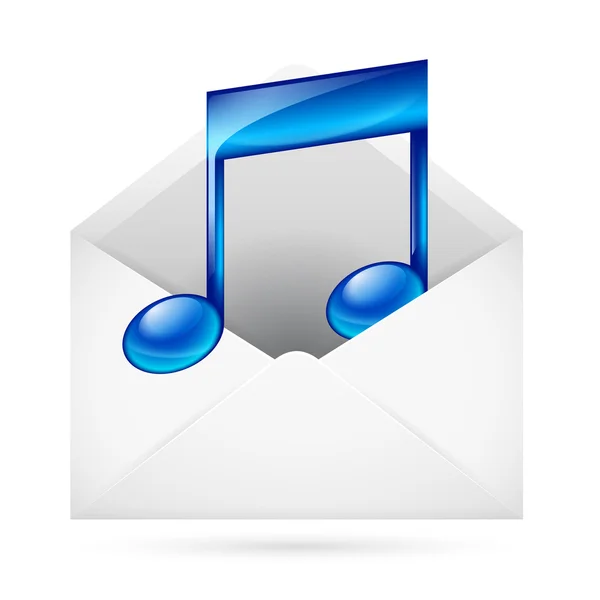 Muziek mail. illustratie voor ontwerp op witte achtergrond. — Stockvector