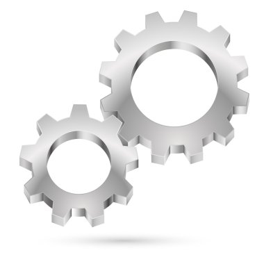 Beyaz arka plan üzerinde izole krom gearwheel