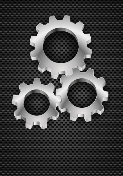 Gearwheel on industrial grey background — Stock Vector