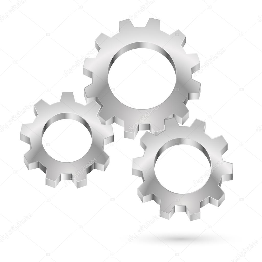 Chrome gearwheel isolated on white background