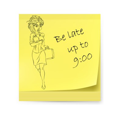 Yellow sticker with business woman clipart