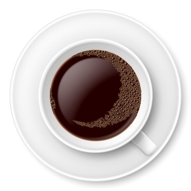 Beyaz bir fincan kahve köpüğü ve fincan tabağı