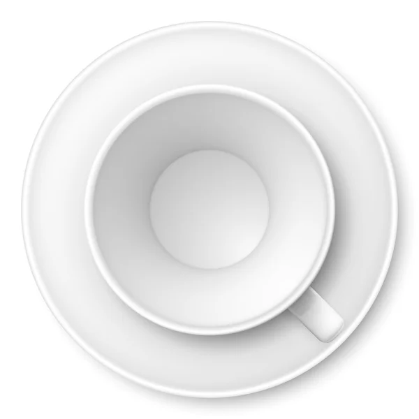 Beyaz kupa ve fincan tabağı — Stok Vektör