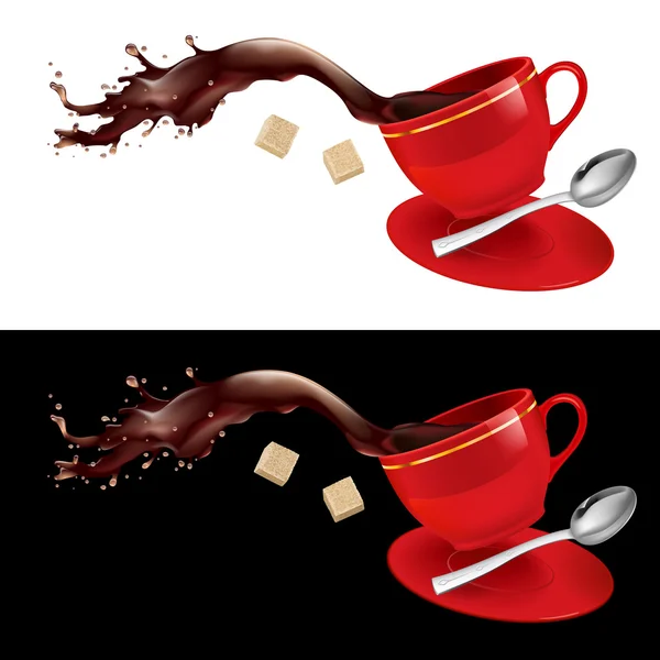 Café en taza roja. — Vector de stock