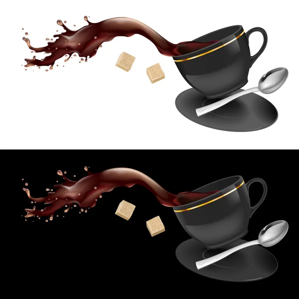 Café en taza gris . — Vector de stock