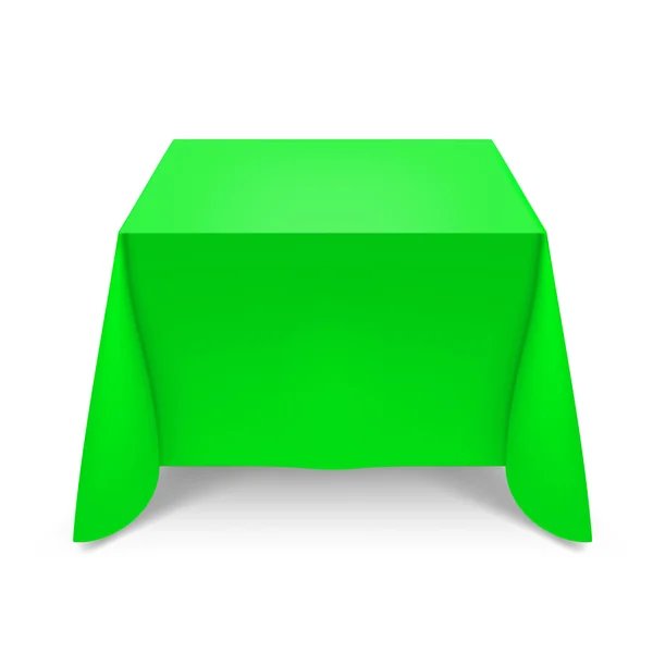 Mesa con mantel verde | Mesa cuadrada con mantel verde — Vector de