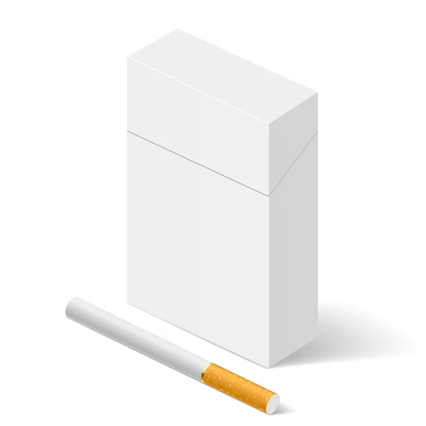 Weiße Zigarettenschachtel isoliert auf weißem Papier — Stockvektor