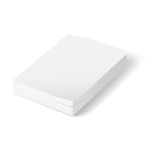 Pilha de papéis brancos sobre fundo branco — Vetor de Stock