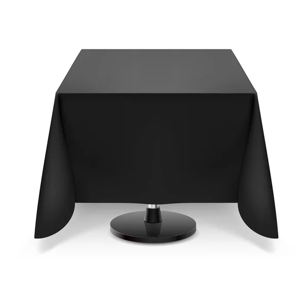 Mesa cuadrada con mantel negro . — Vector de stock