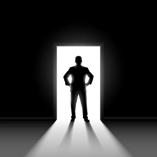 Silhouette eines Mannes, der in der Tür steht. — Stockvektor