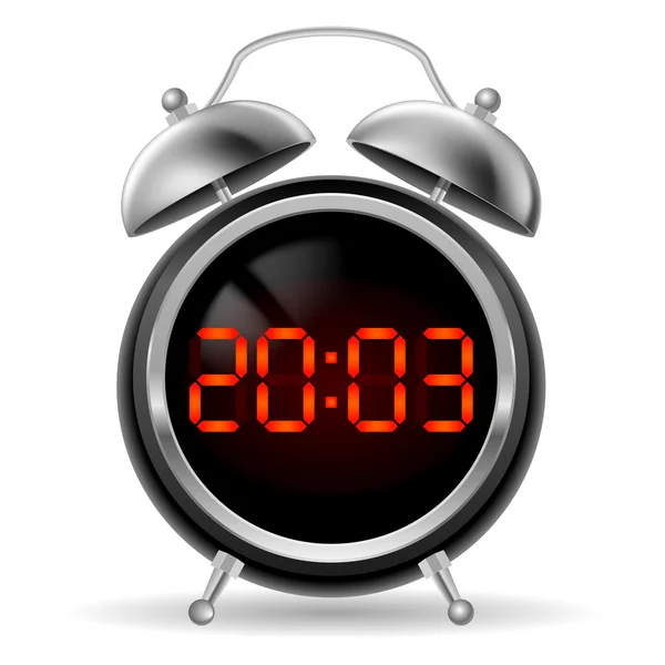 Retro alarm clock with digital face. — Stock Vector