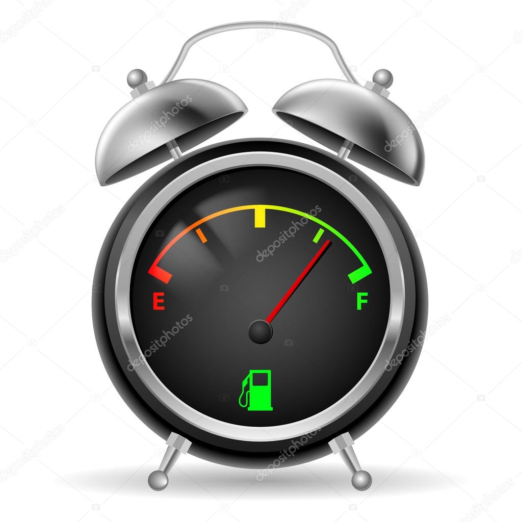 Fuel indicator in clock design.