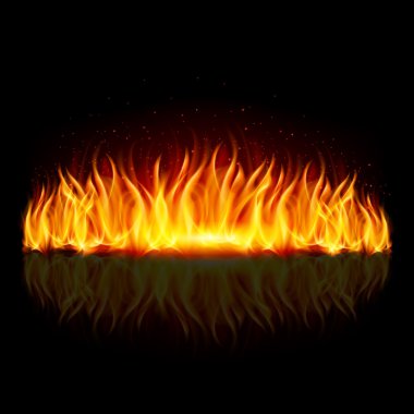 siyah üzerine ateş duvarının.