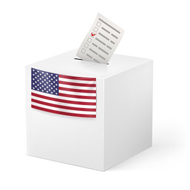 Ballot box with voicing paper. USA. clipart