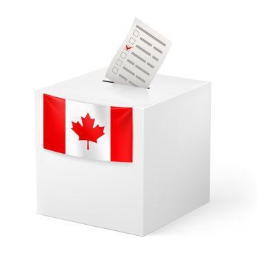 Ballot box with voicing paper. Canada. clipart