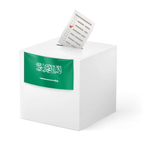 Ballot box with voicing paper. Saudi Arabia. — Stock Vector