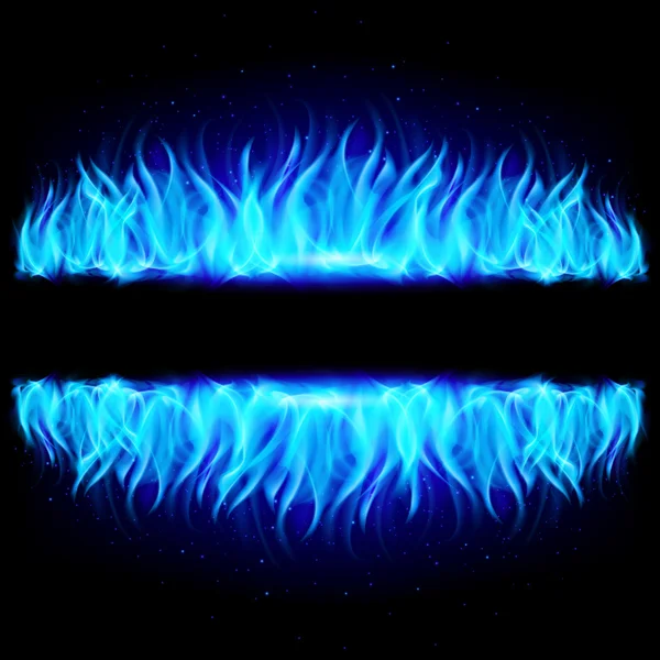 Two walls of blue fire on black. — Stock Vector