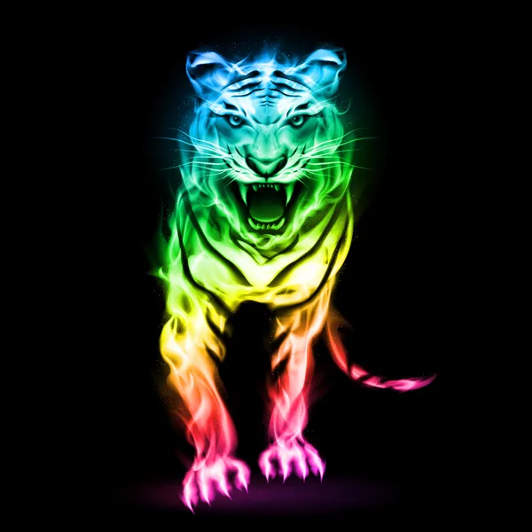 Tigre de feu coloré . — Image vectorielle