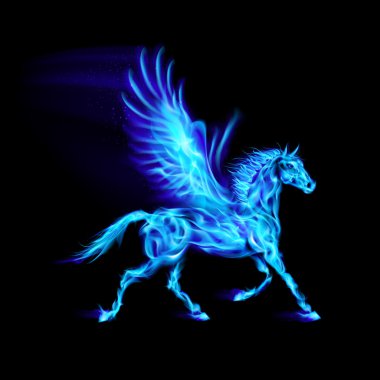 Blue fire Pegasus. clipart