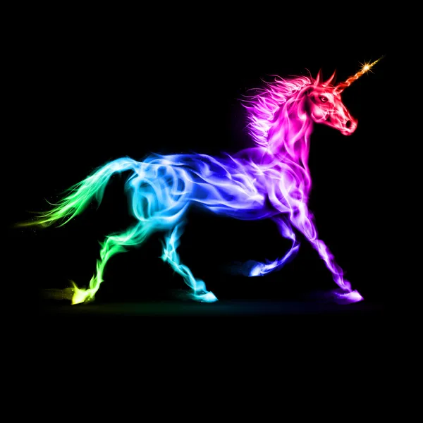 Unicornio colorido fuego . — Archivo Imágenes Vectoriales