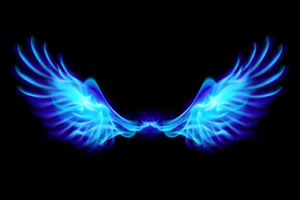 Modrý oheň křídla. — Stockový vektor