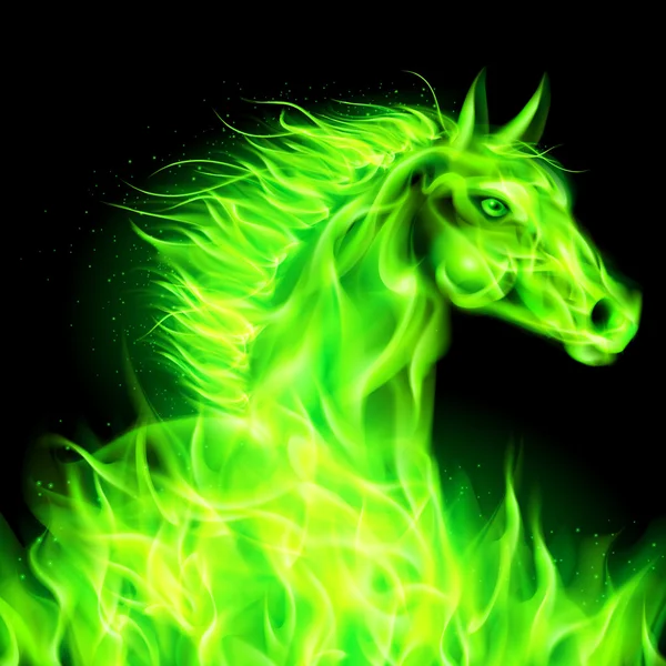 Green fire horse. — Stock Vector