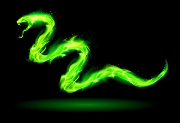 Serpent de feu vert . — Image vectorielle