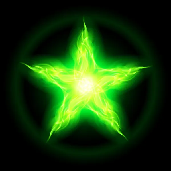 Green fire star. — Stock Vector