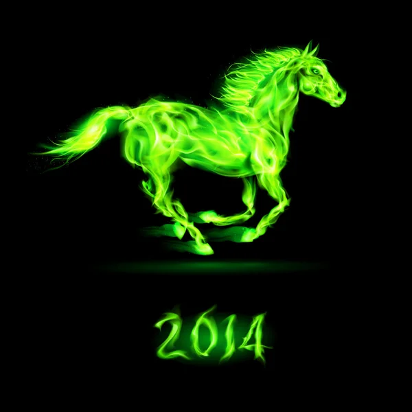 Año Nuevo 2014: caballo de fuego . — Vector de stock