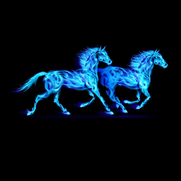 Cavalli di fuoco blu . — Vettoriale Stock