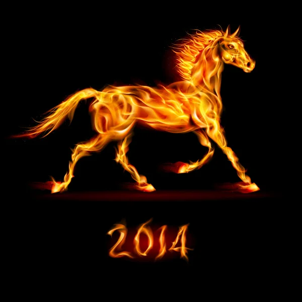 Año Nuevo 2014: caballo de fuego . — Vector de stock