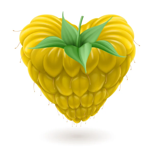 Yellow raspberry heart. — Stock Vector