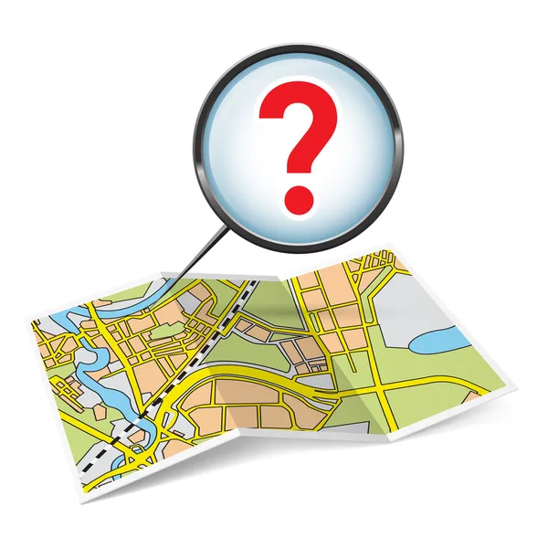 Harita kitapçığı soru işareti ile — Stok Vektör