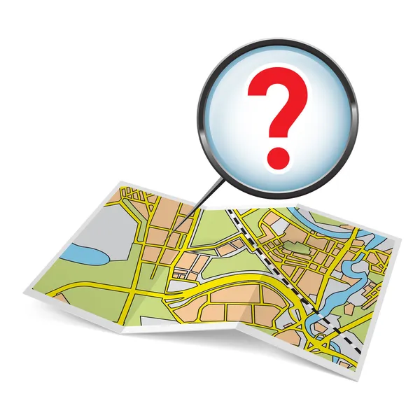 Map booklet  with question mark — Stock Vector