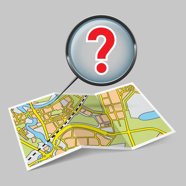 Map booklet  with question mark — Stock Vector