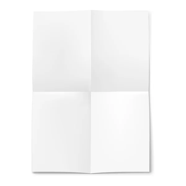 Hoja de papel en blanco doblada en cuatro — Vector de stock