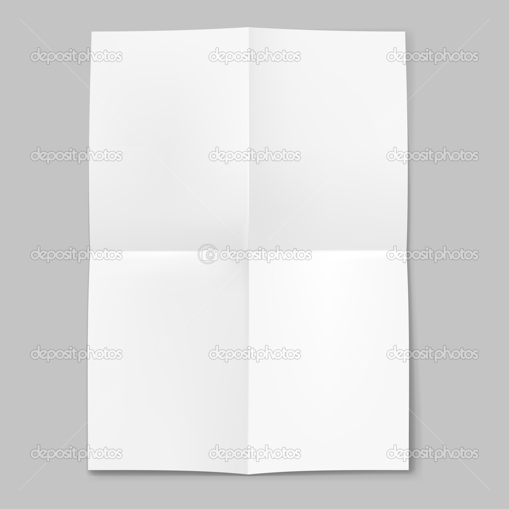 Blank sheet of paper folded in four