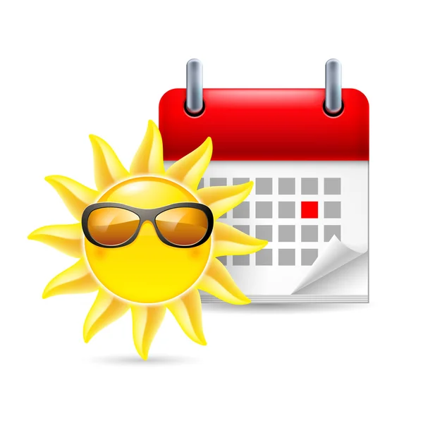 Zon en kalender — Stockvector