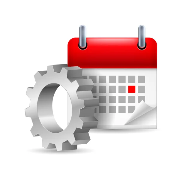 Gear wheel en kalender — Stockvector
