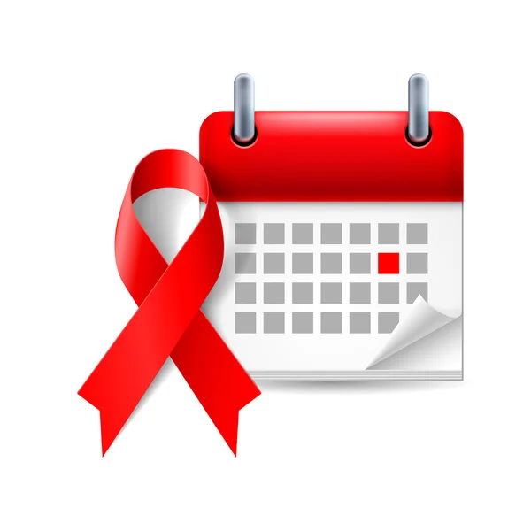 Ruban et calendrier de sensibilisation au sida — Image vectorielle