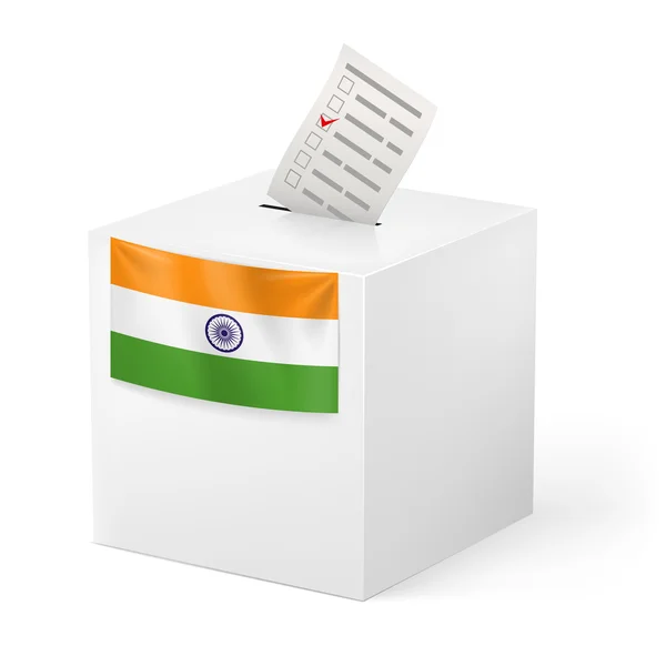 Ballot box with voicing paper. India — Stock Vector