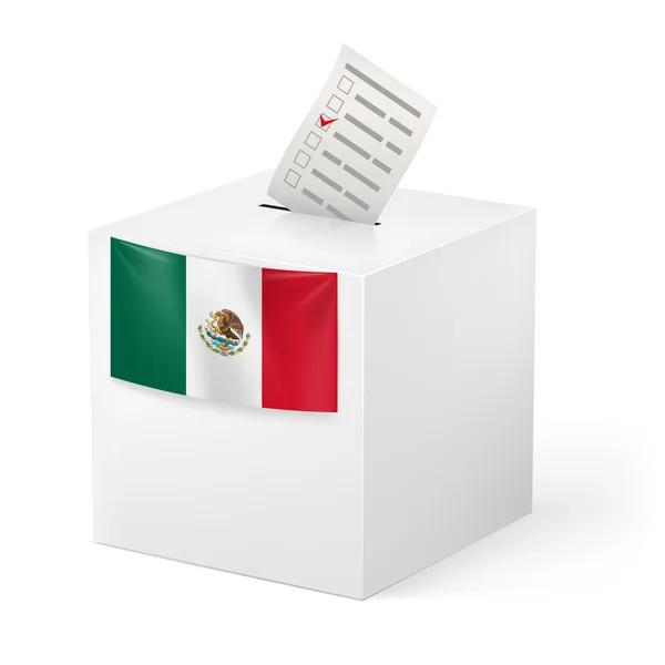 Wahlurne mit Stimmzettel. Mexiko — Stockvektor