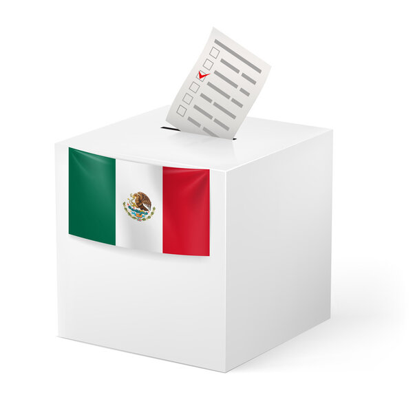 Избирательная урна с голосовой бумагой. Мексика
