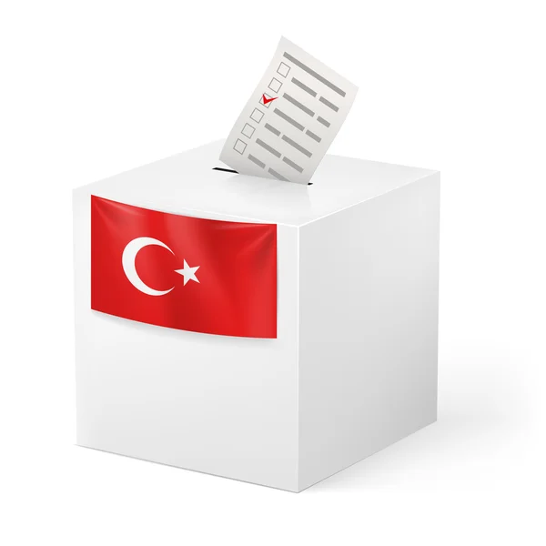 Boîte de scrutin avec papier de votation. Turquie — Image vectorielle