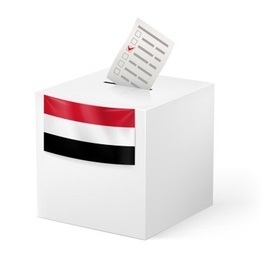 Kağıt oy ile oy sandığı. Yemen