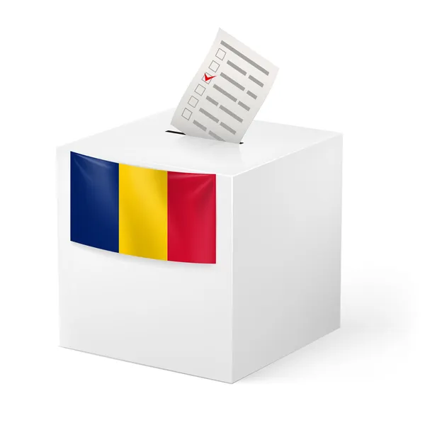 Stembus met stemmen van papier. Roemenië — Stockvector
