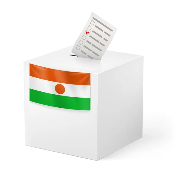 Caja de votación con papeleta de votación. Níger — Vector de stock