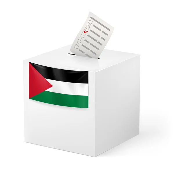 Caixa de voto com papel de voto. Palestina — Vetor de Stock